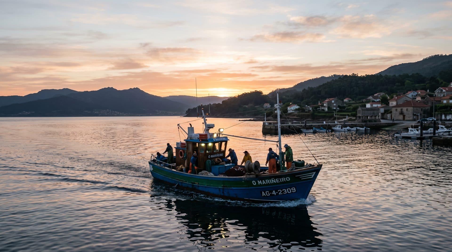 Barco de Surca preparado para reservar una salida de pesca en la Costa da Morte